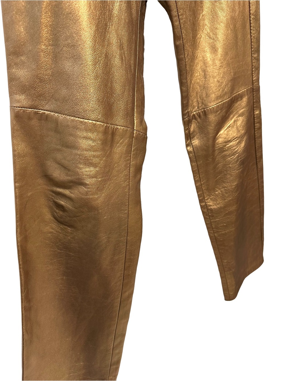 Ralph Lauren Collection Gold Metallic Leather Bootcut Pants USA 10 Y2K - Picture 8 of 10